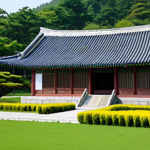 Home 6 **
"Mankyongdae, North Korea. A modest, traditional Korean house with a serene garden, fully clothed visitors respectfully observing. Historical site, safe for work, appropriate content, perfect anatomy, natural proportions, professional photography, family-friendly."
**