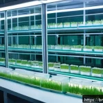 Home 18 북한의 식물 연구 주요 연구 과제 - A detailed scientific laboratory scene in North Korea focused on plant genetic modification: researc...